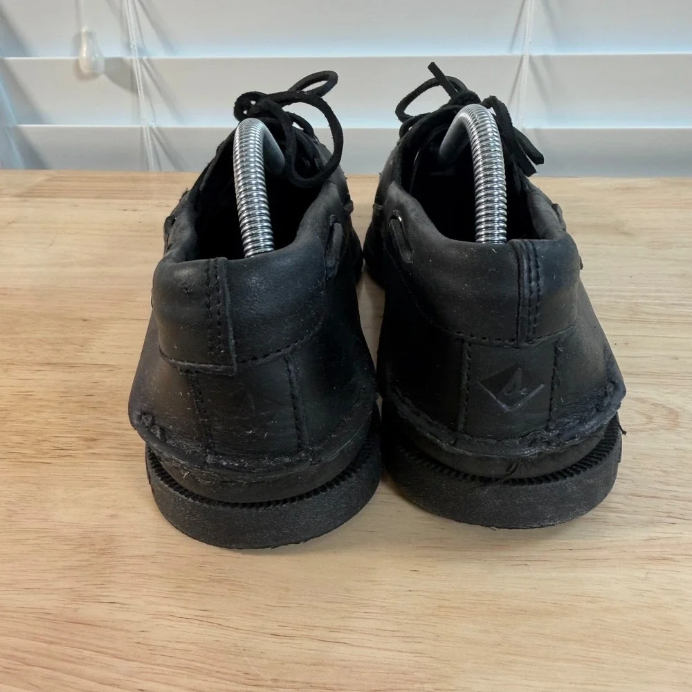 Sperry Authentic Original Boat Shoes Men's Black Leather Lace-Up Casual - 12M